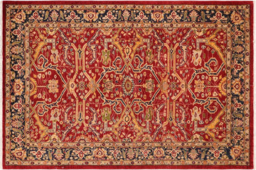 handmade Traditional Kafkaz Chobi Ziegler Red Blue Hand Knotted RECTANGLE 100% WOOL area rug 6 x 9